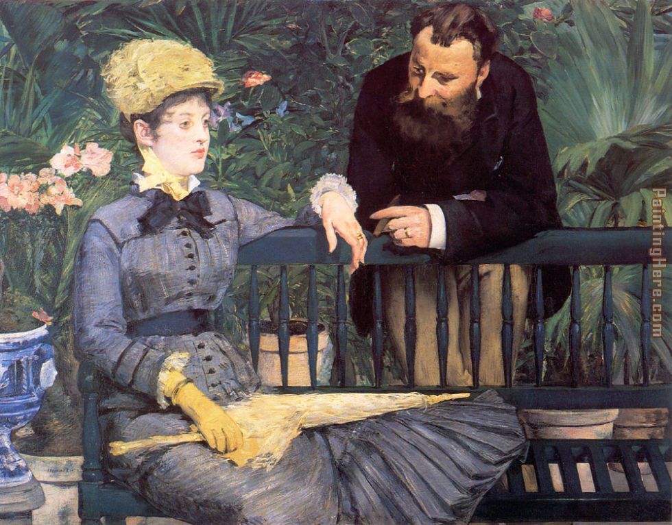 In the Conservatory painting - Edouard Manet In the Conservatory art painting
